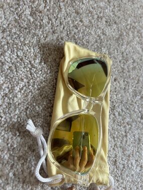 Clear Frame Blenders Sunglasses with Yellow Mirrored Lenses